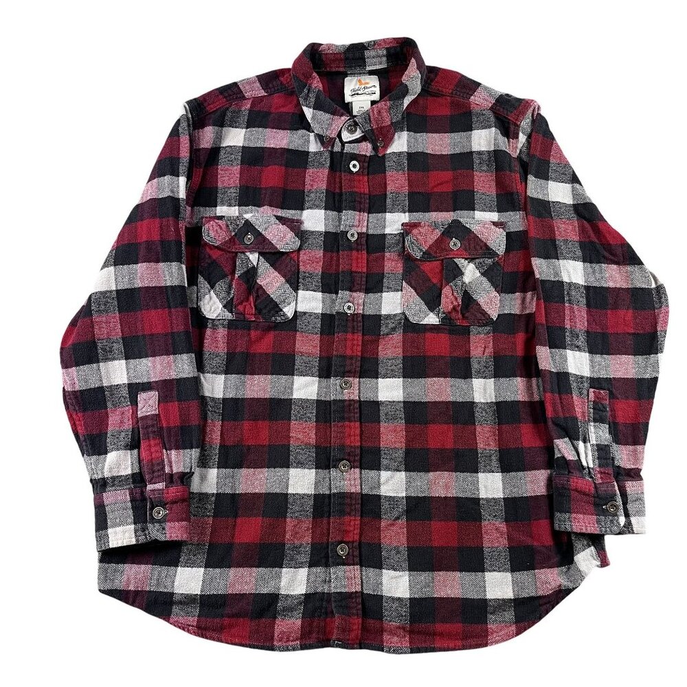 Field & Stream Thick Flannel Shirt Mens XL 100% Cotton Red Black Grey